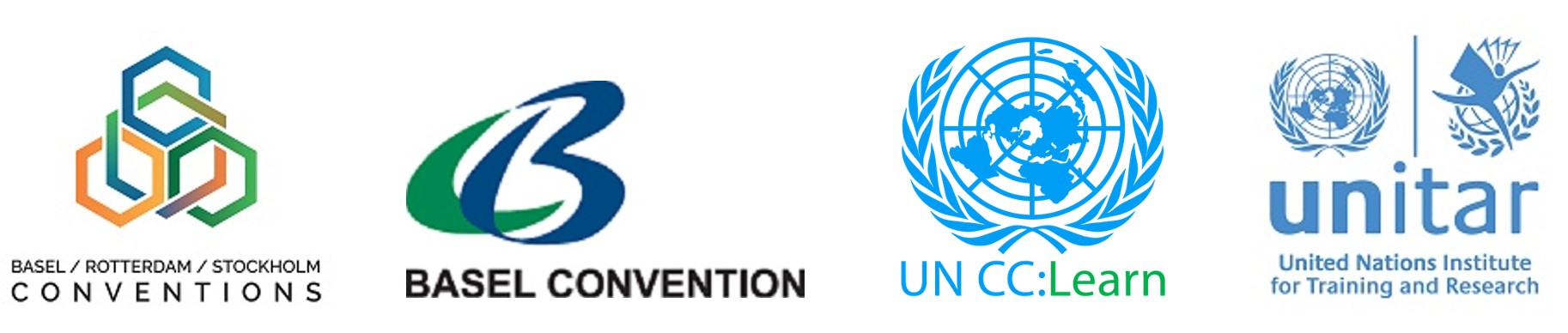 Logos of BRS, Basel Convention, UNCCLEARN and UNITAR